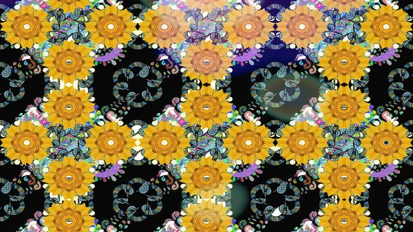 Sarı renkli çiçekler. Renkli Yaz Temalı eskiz kalıbı. Çiçekli eskiz çizimi. Düz Çiçek Elementleri Tasarımı.