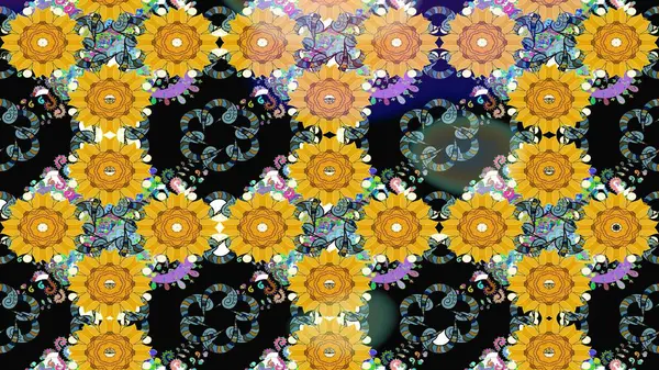 Sarı renkli çiçekler. Renkli Yaz Temalı eskiz kalıbı. Çiçekli eskiz çizimi. Düz Çiçek Elementleri Tasarımı.