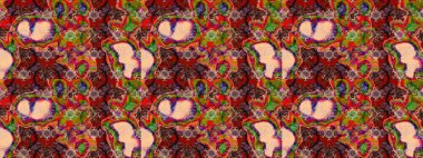 Çiçekli karalama şeklinde Raster çiçek deseni. Yumuşak, bahar çiçekli arka plan. Kahverengi ve kırmızı renkte çiçekler.