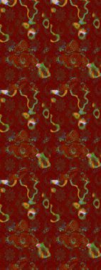 Kırmızı ve kahverengi renkte çiçekler. Renkli Bahar Teması eskiz kalıbı. Düz Çiçek Elementleri Tasarımı. Sevimli çiçek raster deseni.