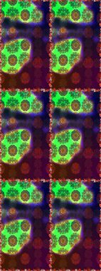 Düz Çiçek Elementleri Tasarımı. Kahverengi ve yeşil renkli çiçekler. Renkli Bahar Temalı Kusursuz Arkaplan. Raster illüstrasyonunda kusursuz çiçek deseni.