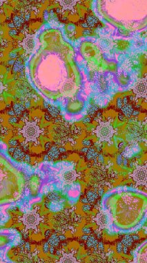 Eski usul. Raster illüstrasyonu. Tomurcukları papatya çiçekleri olan sevimli bir çiçek deseni. Miles Fleur, süslü püslü bir süs. Eskiz geçmişi. Kumaş, tekstil ve duvar kağıdı baskısı için..