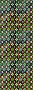 Raster illüstrasyonu. Raster illüstrasyonu. Kahverengi ve yeşil renkli çiçekler. Çiçek desenli çizim. Asya tekstil tarzında.