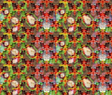 Renkli Bahar Teması eskiz kalıbı. Bej renkli çiçekler. Çiçekli çizim şekli. Düz Çiçek Elementleri Tasarımı.