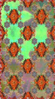 Motley illüstrasyonu. Yeşil ve kahverengi çiçekli bahar çiçekleri. Küçük çiçekte güzel bir desen. Moda baskıları için zarif bir şablon. Küçük renkli çiçekler..