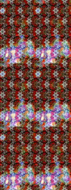 Parmak izi, kumaş, duvar kâğıdı, tekstil için raster dokusu. Nakış desenli çiçek deseni. Renkli grunge soyut arkaplanı colokahverengi ve kırmızı çiçeklerle zenginleştirir.