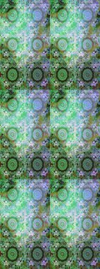 Kusursuz altın desenli bukleler. Raster illüstrasyonu. Altın elementli yeşil ve mavi renkler. Raster altın desen. Doğu tarzı arabesk.