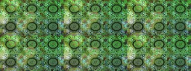 Altın çiçekli, pürüzsüz desen. Yeşil ve gri renkte altın bir element. Barok tarzında altın çiçekli süs. Damask arkaplanı.