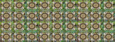 Geleneksel oryantasyon süsü. Klasik raster sarısı, kusursuz desen. Klasik klasik klasik arka plan. Gri ve yeşil renklerde altın elementlerle kusursuz desen.
