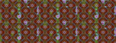 Çiçek desenli çizim. Raster illüstrasyonu. Asya tekstil tarzında. Kahverengi ve yeşil renkli çiçekler. Raster illüstrasyonu.