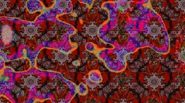 Arkaplan dokusu, duvar kağıdı, kahverengi ve kırmızı renkli çiçek teması. Soyut etnik raster çizim kalıbı. Kabile sanatı boho baskısı, klasik çiçek arkaplanı.