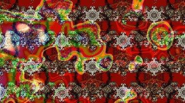 Düz Çiçek Elementleri Tasarımı. Kahverengi ve kırmızı renkte çiçekler. Renkli Bahar Teması eskiz kalıbı. Sevimli çiçek raster deseni.