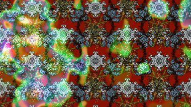 Raster illüstrasyonundaki çiçek desenli çizim. Yeşil ve kahverengi renkte çiçekler.