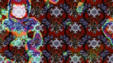 Düz Çiçek Elementleri Tasarımı. Sevimli çiçek raster deseni. Kahverengi ve kırmızı renkte çiçekler. Renk Bahar Teması eskiz şablonu.