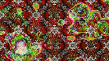 Çiçeksel kahverengi ve kırmızı çizim deseni. Raster çiçek izi. Klasik taslak çizimi.