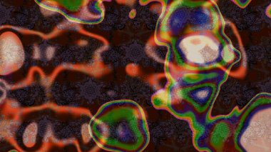 Raster illüstrasyonu. El çizimi çiçekli soyut çizim kalıbı. Kahverengi ve gri renkte çiçekler.