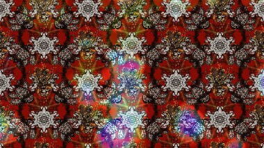 Kahverengi ve kırmızı renklerde. Raster illüstrasyonu. Kahverengi ve kırmızı renkte kahverengi ve kırmızı papatya deseni.