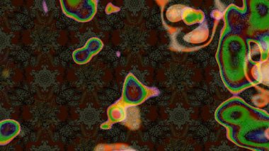 Raster illüstrasyonu. Kahverengi ve gri renkli Asya tekstili. Çiçek desenini çiz.