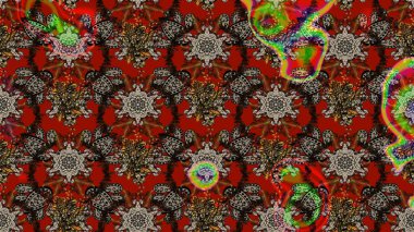 Çiçekli çiçek deseni, suluboya. Düz Çiçek Elementleri Tasarım Raster illüstrasyonu. Kırmızı ve kahverengi renkte çiçekler. Renkli Bahar Teması çizim şablonu.