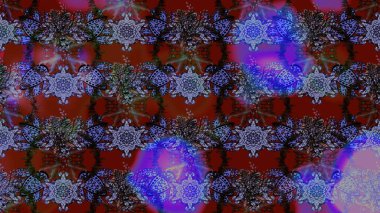 Eskiz arkaplan modeli. Yapraklı çiçekler ve mor ve kırmızı renklerde papatya çiçekleri. Raster - stok.