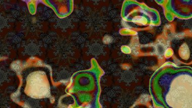 Çiçek desenli eskiz, darbeler, sıçramalar, yaz çiçekleri. Raster illüstrasyonu. Kahverengi ve gri renkte çiçekler.