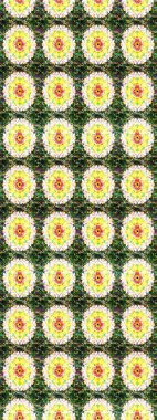 Suluboya elle çizilmiş çiçek desenli eskiz deseni. Parlak renkli fantezi çiçekleri, yapraklar, yeşil renkli tomurcuklar.