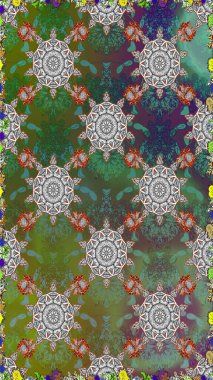 Raster illüstrasyonu. Bahar çiçekli, dikişsiz, sevimli çiçek deseni. Güzel kumaş deseni.