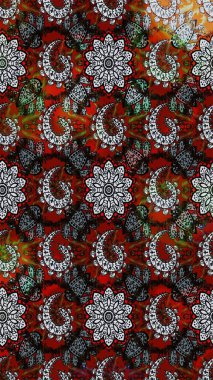 Düz Çiçek Elementleri Tasarımı. Renkli Bahar Teması eskiz kalıbı. Raster illüstrasyonundaki çiçek desenli çizim. Süslü kumaş deseni.