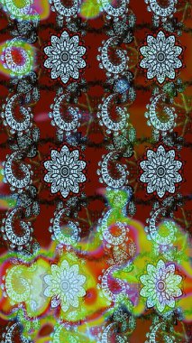 Çiçek süslemeli çizim deseni. Tarafsız ve kahverengi renkte çiçekler. Raster illüstrasyonu.