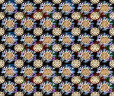 Güzel, parlak, pürüzsüz kumaş, tuval. Eski moda arka plan. Şablon, pürüzsüz, çiçekli kenar. Kıvırcık, parlak örgü. Çiçek çelengi. Raster illüstrasyonu.