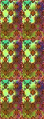 Raster hisseleri. Kahverengi ve yeşil üzerine çiçekler. Suluboya, elle çizilmiş. Kusursuz arkaplan deseni.