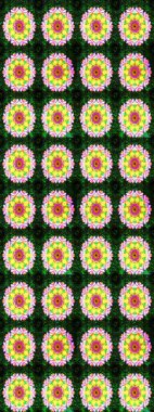 Güzel kumaş deseni. Çiçek desenli çizim. Asya tekstil tarzında. Düz Çiçek Elementleri Tasarımı. Raster illüstrasyonu. Renkli Bahar Teması çizim şablonu.