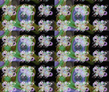 Raster illüstrasyonu. El yapımı çiçek ve bitki koleksiyonu. Eskiz stili yeşil renkler. Şirin karalamalı çiçek desenli çizim. Raster illüstrasyonu.