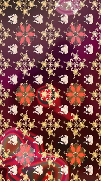 Tatil havası. Raster güzel bir çiçek deseni çizmiş. Bahar mevsimi. Nazik romantik baskı. Kahverengi renkte çiçekler.