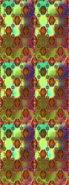 Raster hisseleri. Kahverengi ve yeşil üzerine çiçekler. Suluboya, elle çizilmiş. Kusursuz arkaplan deseni.