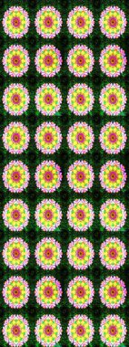 Güzel kumaş deseni. Çiçek desenli çizim. Asya tekstil tarzında. Düz Çiçek Elementleri Tasarımı. Raster illüstrasyonu. Renkli Bahar Teması çizim şablonu.