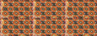 Raster illüstrasyonu. Oriental raster klasik kahverengi, turuncu ve altın desenli. Kusursuz soyut arkaplan.