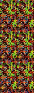 Raster çiçek desenli çiçek deseni, yapraklar, dekoratif elementler, sıçrama, lekeler, el çizimi kontur çizgileri ve Doodle çizim stili, grafik raster çizim çizimi.