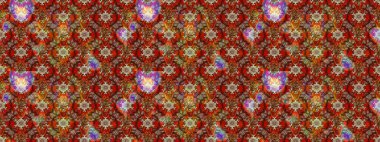 3D çiçekler, eskiz. Raster illüstrasyonu. Kahverengi ve kırmızı renklerde.