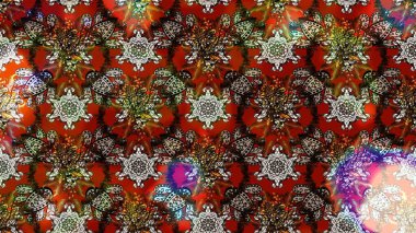 Çiçekli karalama şeklinde Raster çiçek deseni. Raster illüstrasyonu. Nazikçe, yaz çiçekleri kahverengi ve kırmızı renklerde.