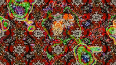 Robot resim. Çiçekli bahar çiçekleri. Küçük çiçekte güzel bir desen. Motley illüstrasyonu. Moda baskıları için zarif bir şablon. Küçük renkli çiçekler..