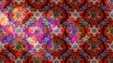 Raster illüstrasyonu. Çiçekli güzel suluboya desen. Kahverengi ve kırmızı renklerde.