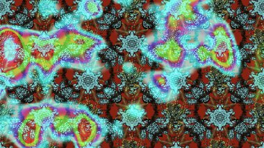 Raster çiçek desenli çiçek deseni, yapraklar, dekoratif elementler, sıçrama, lekeler, el çizimi kontur çizgileri ve Doodle çizim stili, grafik raster çizim çizimi.