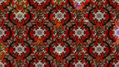 Raster çiçek izi. Çiçeksel kahverengi ve kırmızı çizim deseni. Klasik taslak çizimi.