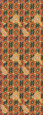 Turuncu renklerde altın element. Barok tarzında altın çiçek süsü. Damask arka planı tekrarlıyor. Antika altın tekrarlanabilir duvar kağıdı.