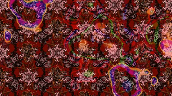 Kahverengi ve kırmızı renkte çiçekler. Renkli Bahar Teması eskiz kalıbı. Düz Çiçek Elementleri Tasarımı. Sevimli çiçek raster deseni.