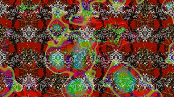 Düz Çiçek Elementleri Tasarım Raster illüstrasyonu. Çiçekli çiçek deseni, suluboya. Kahverengi ve kırmızı renkte çiçekler. Renkli Bahar Teması çizim kalıbı..