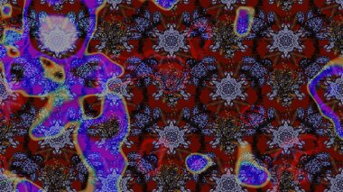 Çizim çiçek deseni duvar kâğıdı olarak kullanılabilir. Raster illüstrasyonu. Kahverengi ve kırmızı renkte çiçekler.