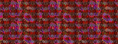 Raster deseni. Bahar çiçekleri dallı desen, kahverengi ve kırmızı renkler çiçekli siluet.