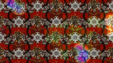 El çizimi çiçekli soyut çizim kalıbı. Kahverengi ve gri renkli çiçekler. Raster illüstrasyonu.